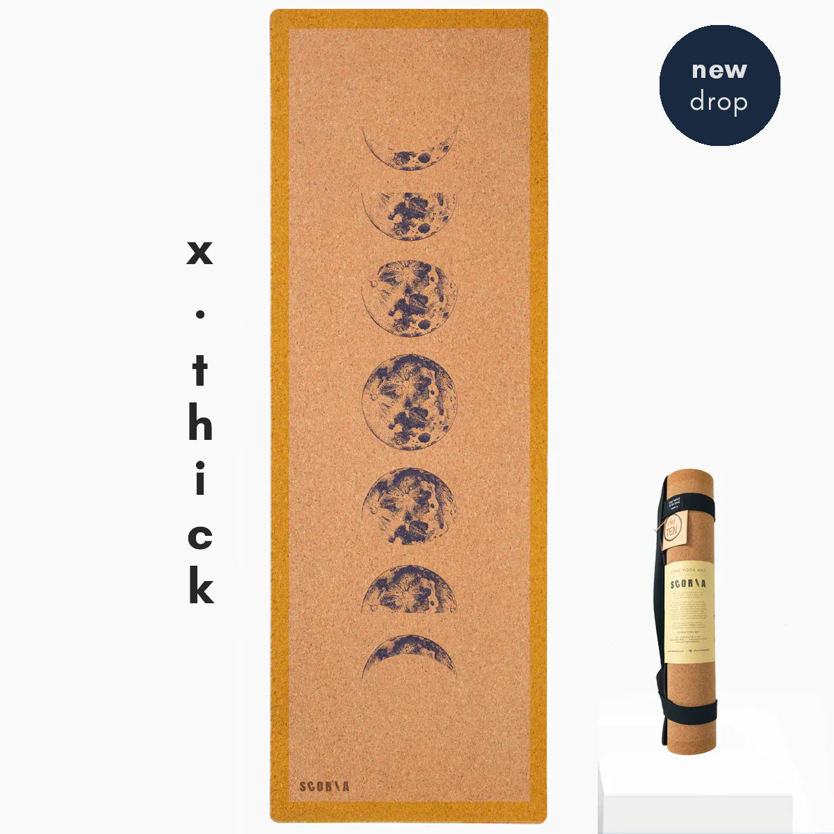 X-Thick Moon Phases Cork Yoga Mat | 6MM