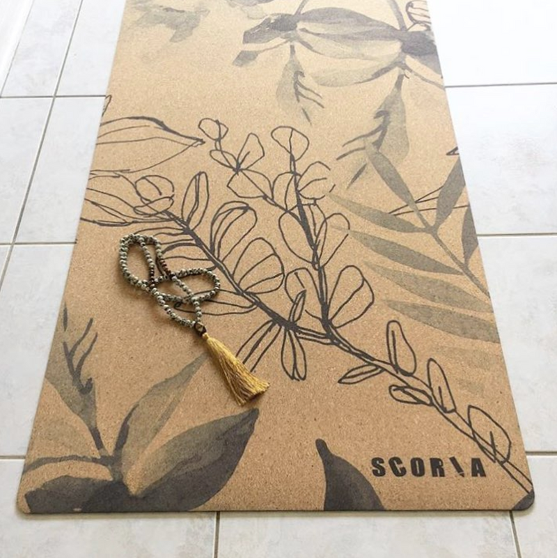 Eco-Friendly Aura Cork Yoga Mat - Blossom Artist Design